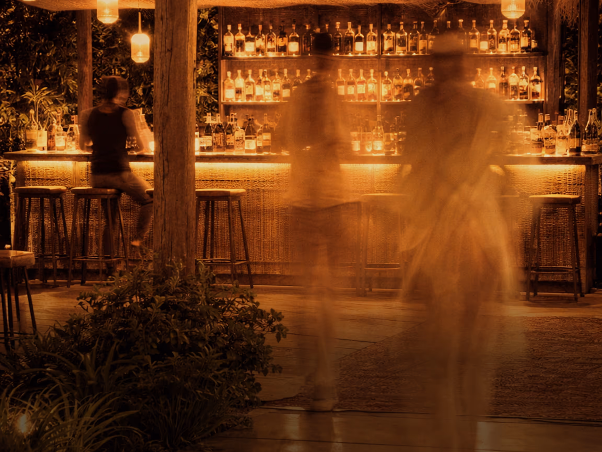Crowded bar at night